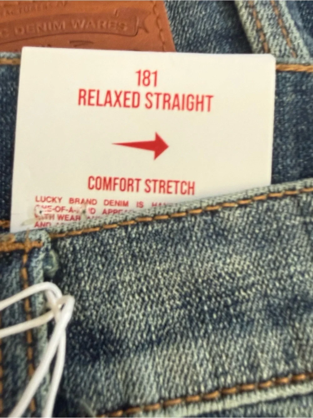NEW Lucky Brand Relaxed Straight Jeans Denim 36 x 32 181 Comfort Stretch Vintage